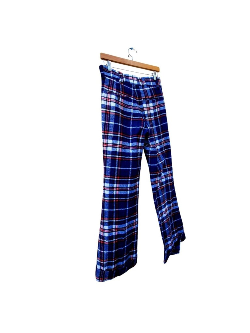 Vintage 60s Union Made Plaid Bell Bottom Pants Red White Blue NWOT Men's 29"
